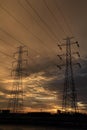 High voltage post sky background. Royalty Free Stock Photo