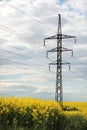 High voltage post, High voltage tower blue sky background, Electricity poles and electric power transmission lines Royalty Free Stock Photo