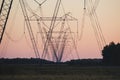 High voltage post,High voltage tower sky sunset background. Royalty Free Stock Photo