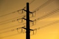 High voltage post,High voltage tower sky sunset background Royalty Free Stock Photo