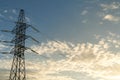 High voltage post tower with sky sunset background Royalty Free Stock Photo