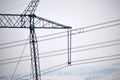 High voltage power line with insulation divider of electric power wires for safe delivering of electrical energy through