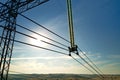 High voltage power line with insulation divider of electric power wires for safe delivering of electrical energy through