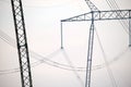 High voltage power line with insulation divider of electric power wires for safe delivering of electrical energy through