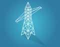 High-voltage power line. Tower with its lines of electric current isometric construction on blue Royalty Free Stock Photo