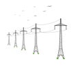 High voltage power lines Royalty Free Stock Photo