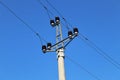high voltage power lines and blue sky Royalty Free Stock Photo