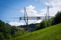 High voltage power lines over the mountains Royalty Free Stock Photo