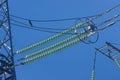 High-voltage power lines, wires and insulators Royalty Free Stock Photo