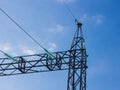 High voltage power pylons against blue sky Royalty Free Stock Photo