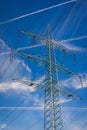 high voltage power pylons Royalty Free Stock Photo