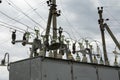 High-voltage power transformer substation of an electric network