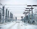 High voltage power transformer in substation