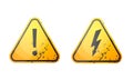 High voltage sign 3d. warning sign set, electrical hazard sign. Vector illustration. on white background Royalty Free Stock Photo