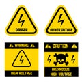 High voltage sign. Danger Sign. Power outage. Caution hazardous high voltage. Vector