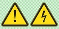 High voltage sign and danger sign, danger triangle symbol, warning sign