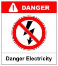 High Voltage Sign. Danger symbol. Black arrow isolated in yellow triangle on white background. Warning icon. Vector Royalty Free Stock Photo