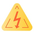 High voltage sign flat icon. Danger electricity color icons in trendy flat style. Triangle hazard symbol with lightning