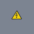 High voltage sign on a gray background electrical shield.