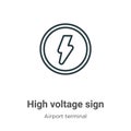 High voltage sign outline vector icon. Thin line black high voltage sign icon, flat vector simple element illustration from Royalty Free Stock Photo