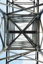 High-voltage steel tower - bottom view Royalty Free Stock Photo