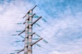 High-voltage tower on a blue sky Royalty Free Stock Photo