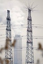 High voltage tower and chimney