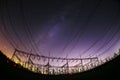 High voltage towers and the Milky Way Royalty Free Stock Photo