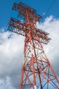 High voltage towers with sky background. Electrical power lines and tower. High voltage post or High voltage tower Royalty Free Stock Photo