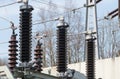 High voltage transformer station Royalty Free Stock Photo