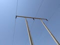 High Voltage Transmission Line on RCC Structure Against Clear Blue Sky Royalty Free Stock Photo