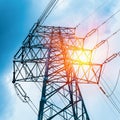 High voltage transmission pylon closeup Royalty Free Stock Photo