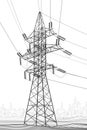 High voltage transmission systems. Electric pole. Power lines. A network of interconnected electrical. Energy pylons Royalty Free Stock Photo