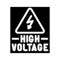 high voltage warning electric glyph icon vector illustration