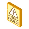 high voltage warning electric isometric icon vector illustration