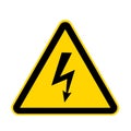 High voltage yellow danger sign isolated on white with clipping path Royalty Free Stock Photo