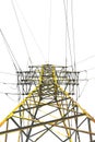 High voltage pole isolated on white background Royalty Free Stock Photo