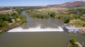 High water in the Boise River Idaho and Dam Royalty Free Stock Photo