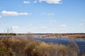 High water on a river or on a lake in sunny spring day Royalty Free Stock Photo