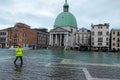 High water in Venice high tide buildings and flooded streets Royalty Free Stock Photo