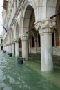 High water in Venice high tide buildings and flooded streets Royalty Free Stock Photo