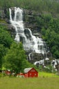 High waterfall in countryside