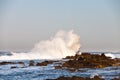 High wave breaking on the rocks Royalty Free Stock Photo