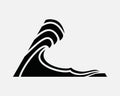 High Waves Icon Tsunami Tidal Wave Sea Ocean Water Big Tide Vector Black White Royalty Free Stock Photo