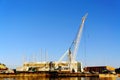 High white cranes and technical quay port Royalty Free Stock Photo