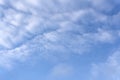 High white wispy cirrus clouds with cirro-stratus in the blue Australian sky sometimes called mare`s tails indicate fine weather