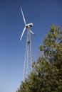 High windmill on the edge of the forest