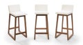 High wood Chair set isolated on white, Bar Stools isolated on white, Clipping path included Royalty Free Stock Photo