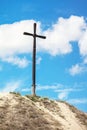 High wooden cross on the hill Royalty Free Stock Photo