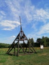 Wooden medieval catapult at a museum Royalty Free Stock Photo